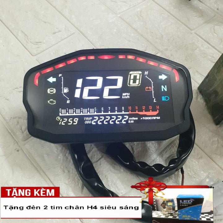 Đồng hồ điện tử DUCATI - màn hình LCD siêu chất - Tặng kèm đèn LED 2 tim chân H4 siêu sáng - A2098