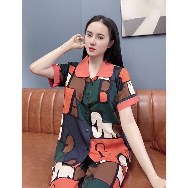 Đồ bộ cổ sen cộc tay quần dài mặc nhà dưới 62 kg siêu xinh