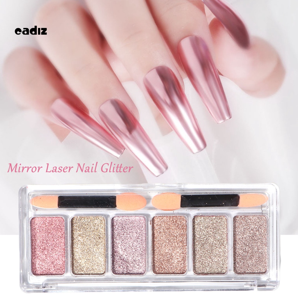 [Hàng mới về] Bột trang trí móng tay hiệu ứng tráng gương 6 màu sắc lấp lánh