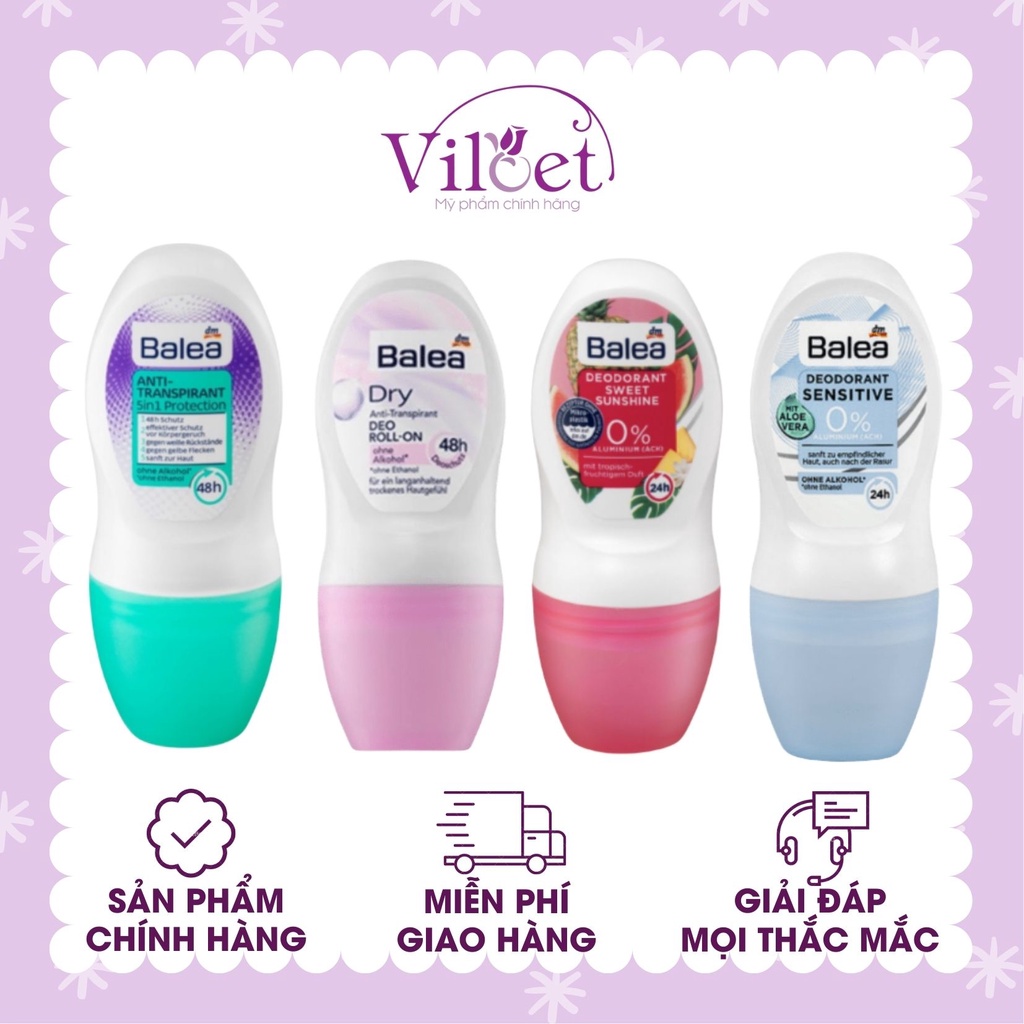 [Che Tên] Lăn Khử Mùi Balea Đức Kháng Khuẩn 50Ml, Lăn Nách Nam Nữ Khử Mồ Hôi Cơ Thể