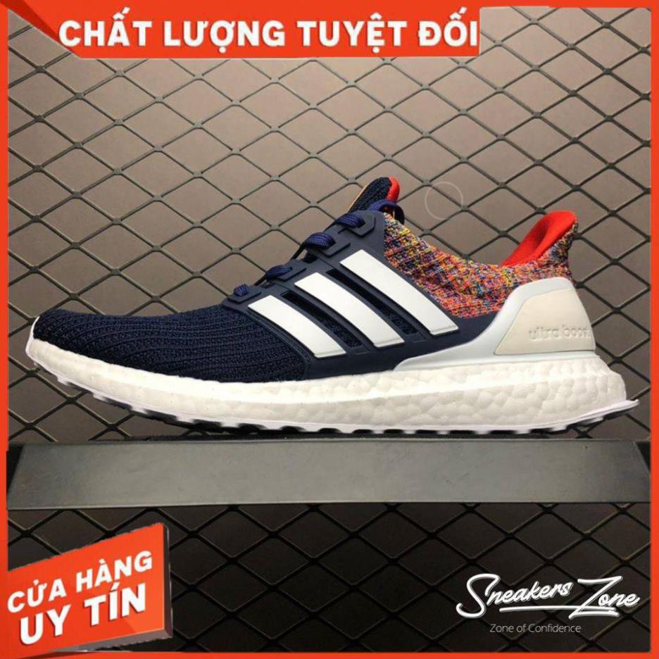 (FREE SHIP + HỘP + QUÀ) Giày thể thao ULTRA BOOST 4.0 multi colors xanh dương gót thổ cẩm siêu đẹp cho nam và nữ | "