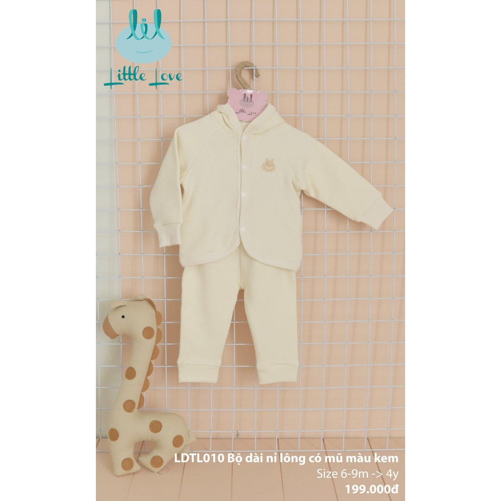 Bộ nỉ Little Love nỉ lông dày dặn cho bé trai bé gái
