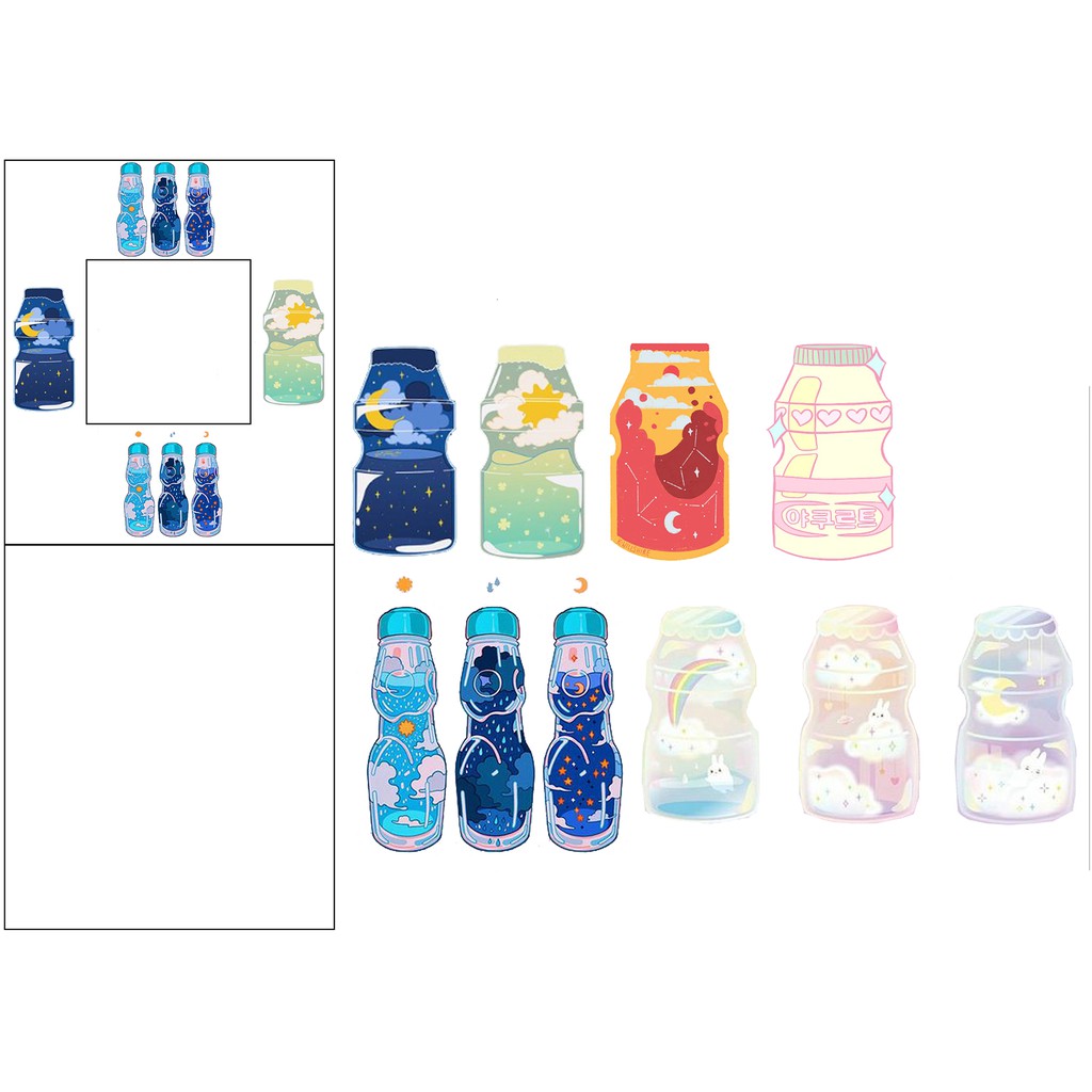 sticker yakult cắt rời size to SCI16 có bao giấy cute dễ thương bullet journal