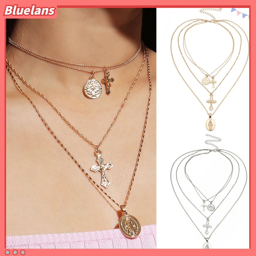 Dây chuyền nhiều tầng mặt hình Thập giá độc đáo thời trang cho nữ