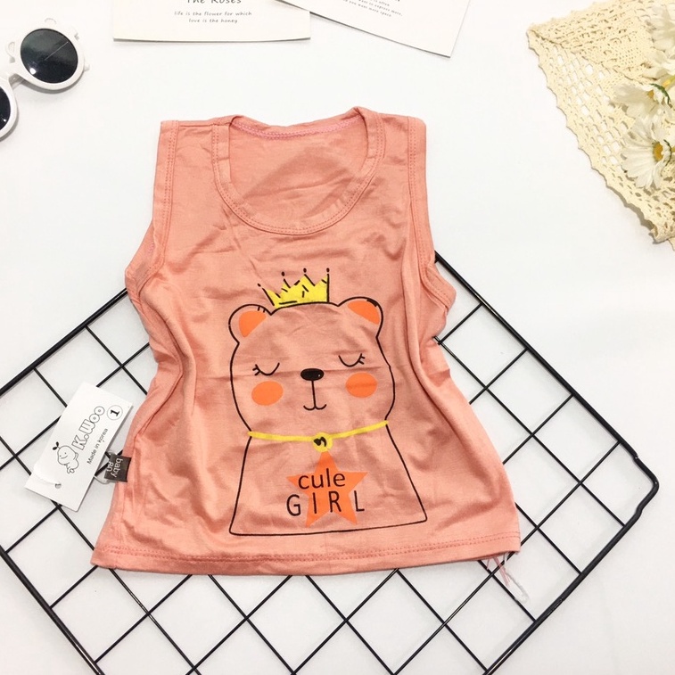 Áo ba lỗ thun lạnh in hình gấu cực đẹp cho bé trai bé gái mesocshop