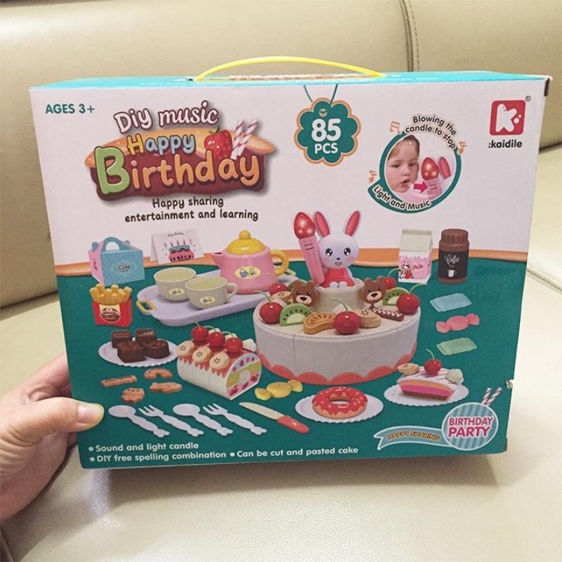 Đồ Chơi Bánh Sinh Nhật Cho Bé Loại 85 Chi Tiết Loại Lớn, Hiệu Ứng Nhạc Happy Birthday Và Đèn Nến Sinh Động