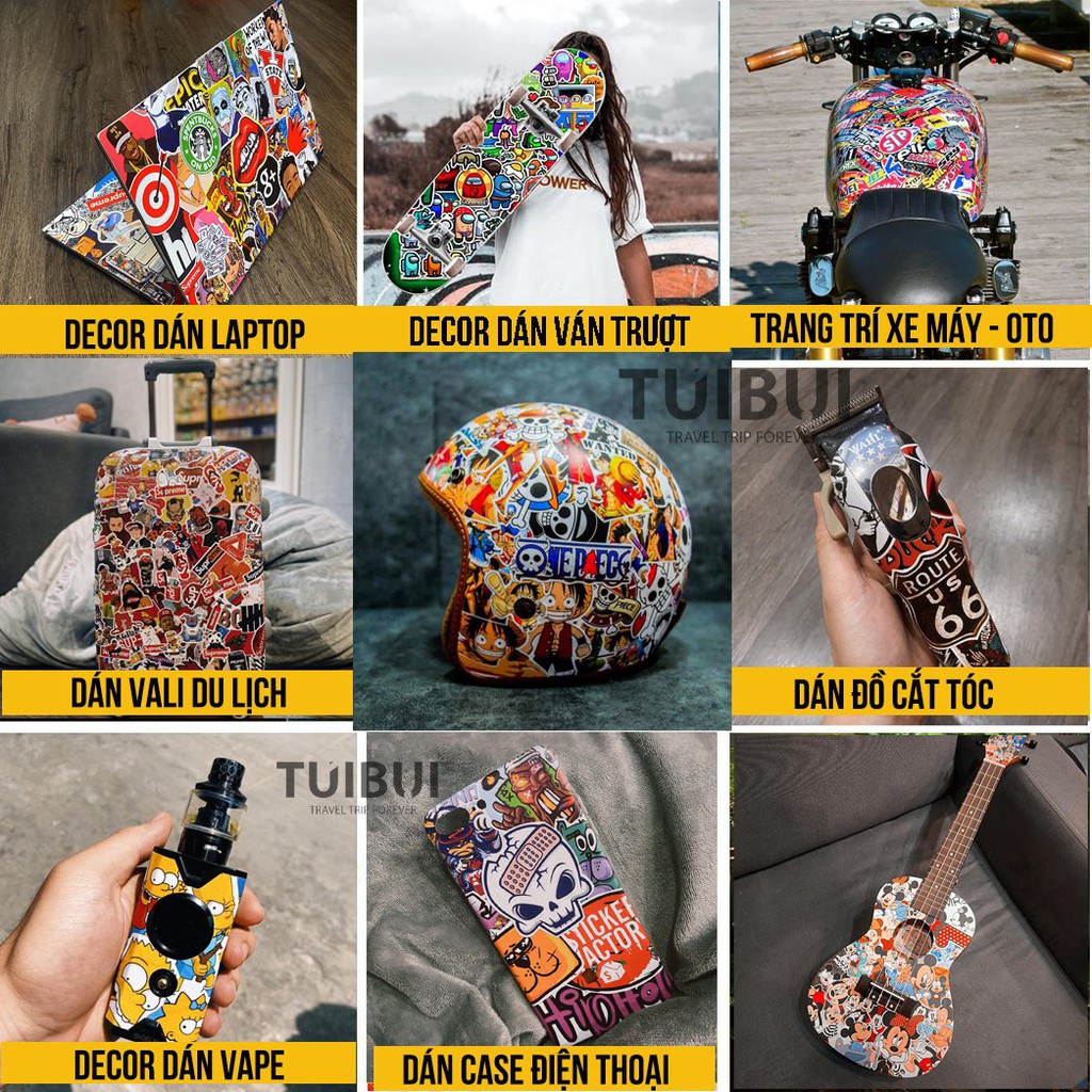 Set Sticker Rapper dán mũ bảo hiểm, dán laptop, dán điện thoại, vali..chống nước, bền màu, in theo yêu cầu.