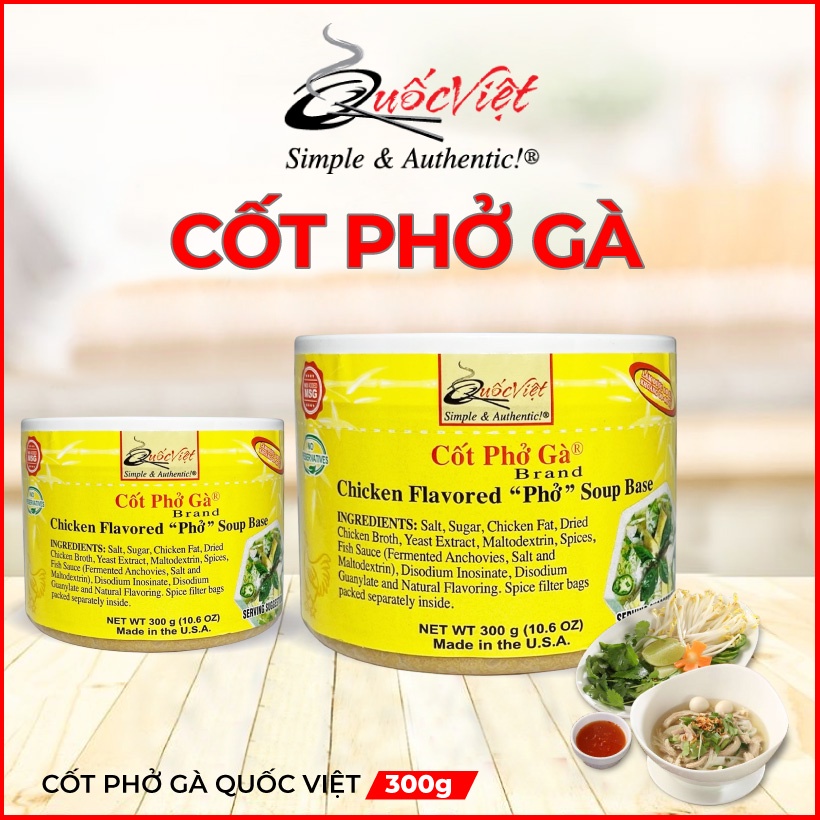 Gia vị nấu phở gà Quốc Việt hộp 300g - Cốt cô đặc Nhập Khẩu USA
