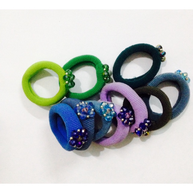 Set 3 cột tóc thun phối hạt ngọc