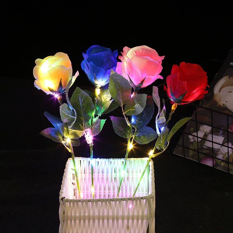 1 Đèn LED Hình Hoa Hồng/Cúi Dương 38cm Có Pin Dùng Trang Trí