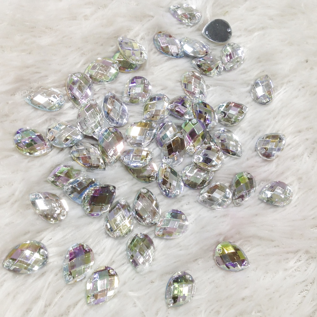 Hạt đá acrylic kết áo đầm hình giọt nước 3d ánh nhũ 7 màu hoa văn sọc nổi thời trang