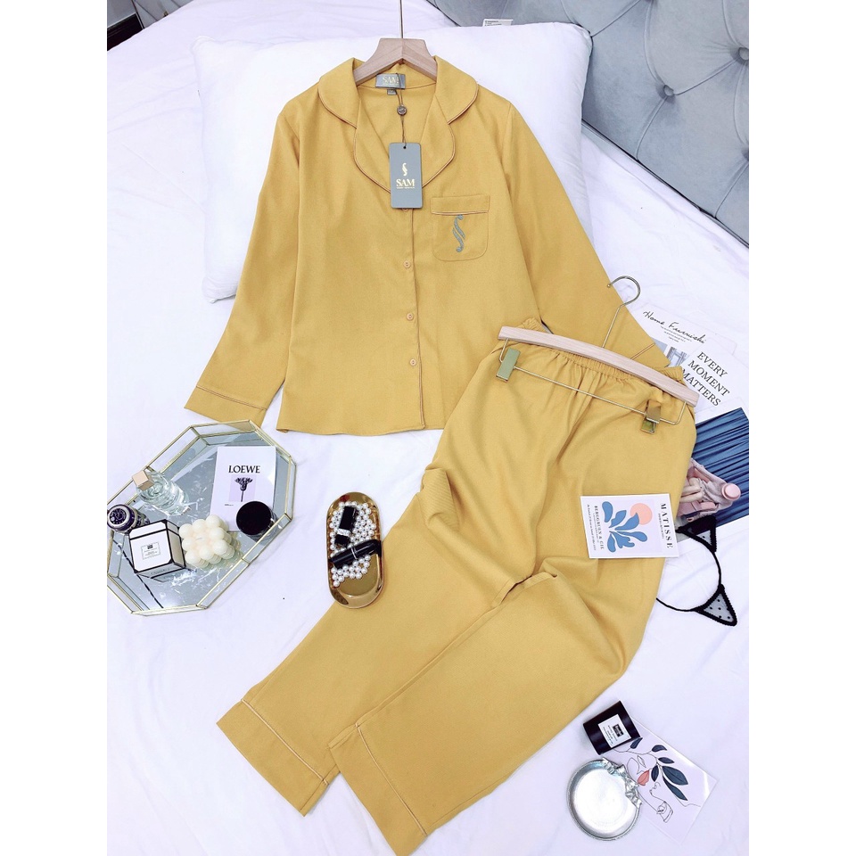 Bộ đồ Pyjama mặc nhà hãng SAM, Chất nhung tăm dày dặn dáng dài ấm áp, Thiết kế kiểu trơn đơn giản nữ tính | BigBuy360 - bigbuy360.vn