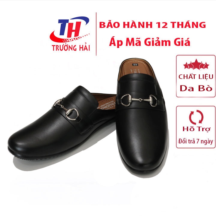 Dép bít mũi nam da bò cao cấp Trường Hải BM313