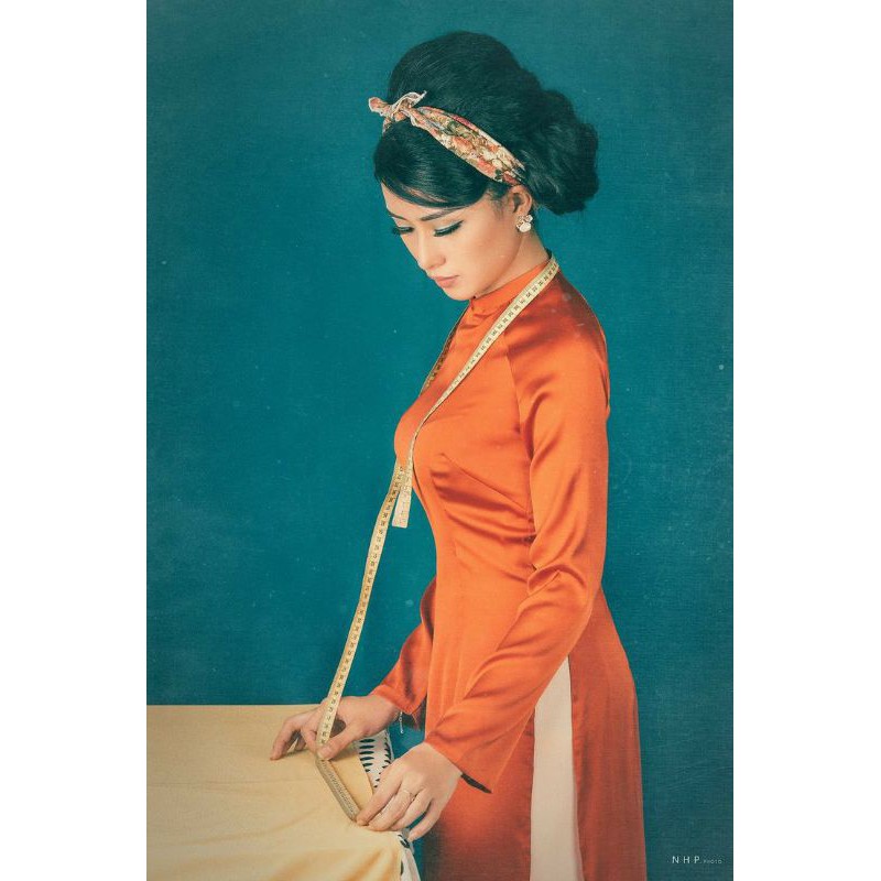 Set bộ áo dài cô ba tặng băng đô
