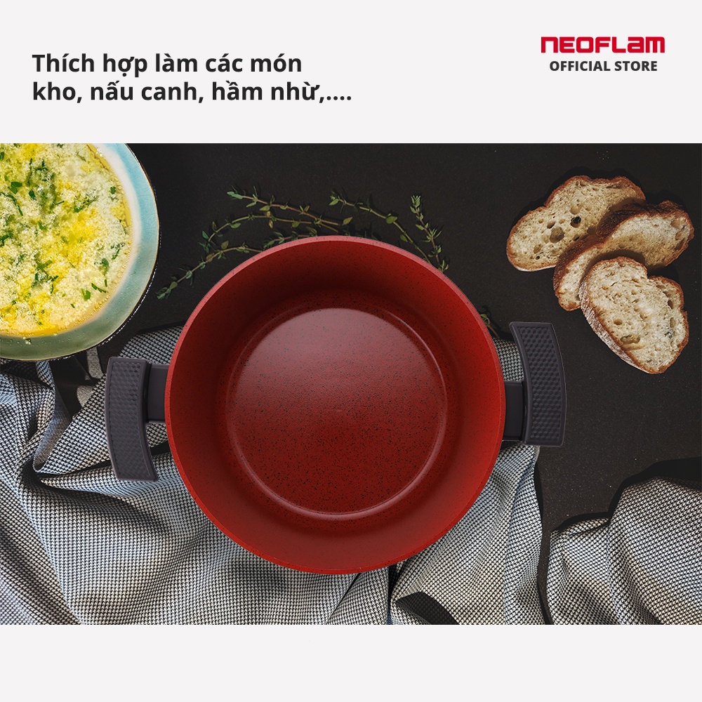 [Mã BMBAU300 giảm 10% đơn 499K] Nồi de Chef Neoflam size 24cm, tráng gốm, chống dính, giữ nhiệt an toàn ECDCC24