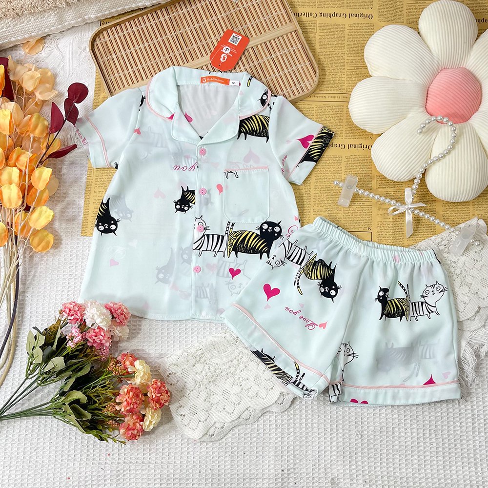 Bộ Đồ Ngủ Cộc Đùi, Bộ Pijama Lụa Mango In Hình Cực Yêu Cho Bé Từ 13-42kg - Boody - BPN57