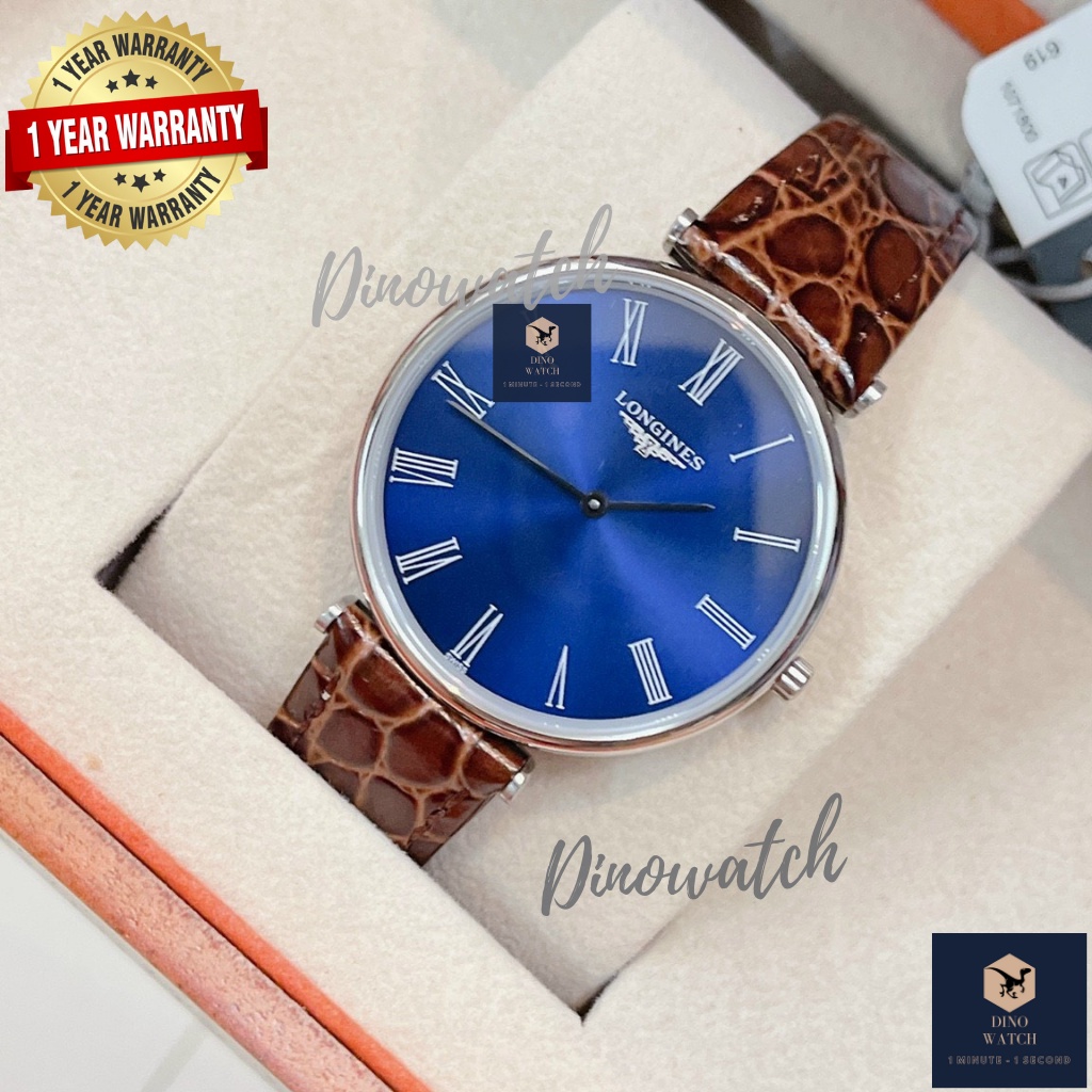 ♛🍒 Đồng Hồ Nam Nữ Longen_Classique Watch Men's/Women's LG08LAMA - Dây Da Màu Nâu - Size 36mm - Vỏ Trắng