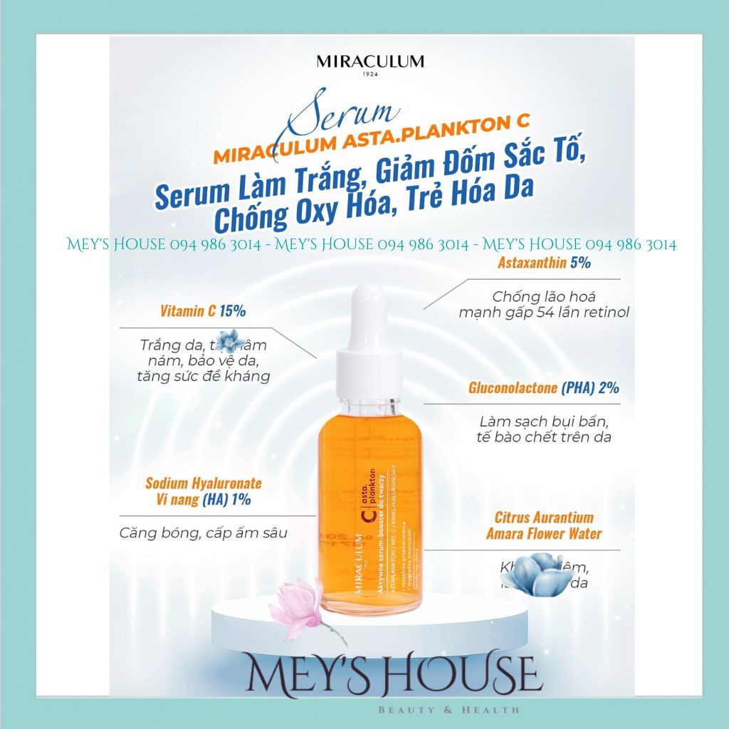 Serum Miraculum Asta.Plankton C - Active Face Serum Dưỡng Trắng Da, Giảm Đốm Sắc Tố và Trẻ hoá 30ml