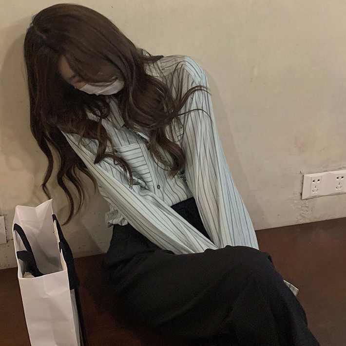 Áo Sơ Mi Dài Tay Chống Nắng Họa Tiết Sọc Thời Trang Dành Cho Nữ