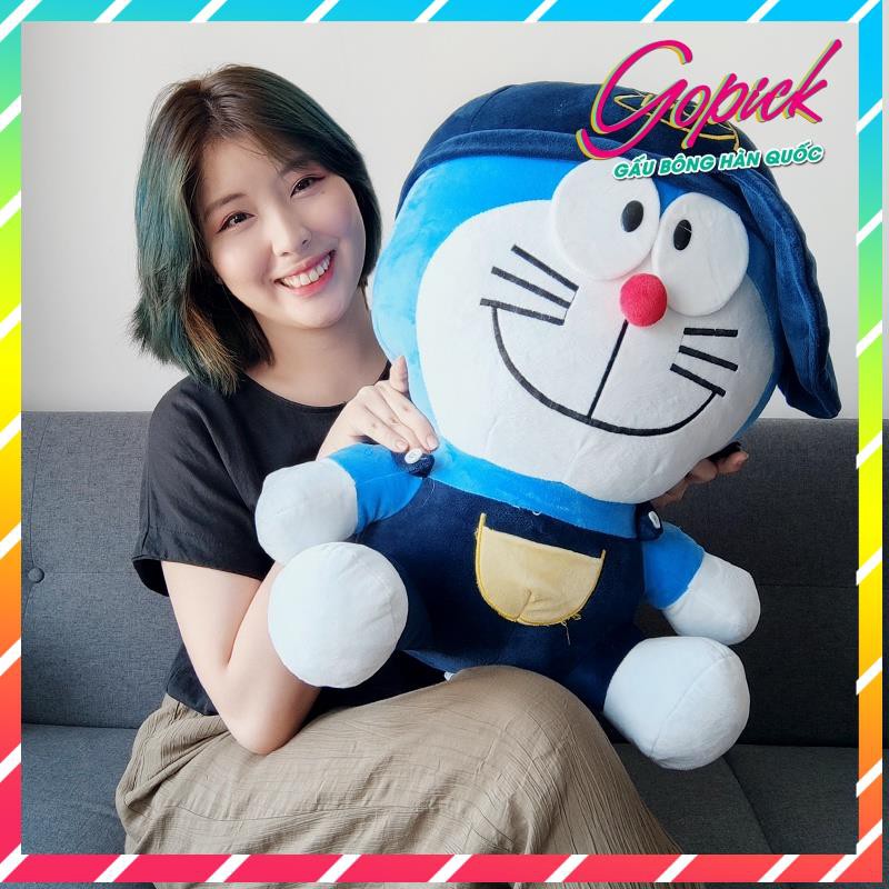 Gấu bông to thú nhồi bông doraemon đội mũ hàng cao cấp mềm mịn | Go Pick