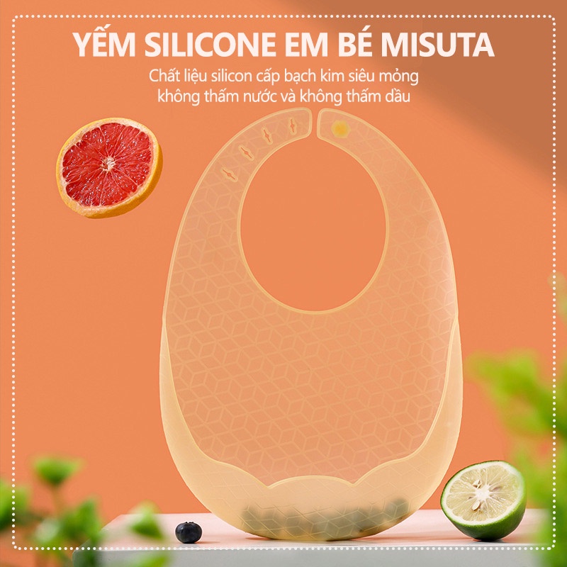 Yếm Ăn Dặm Silicone Siêu Dai Cài Nút Chống Thấm MISUTA An Toàn Cho Bé YOOTA BABY