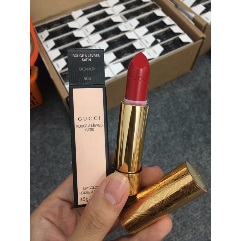 Son Gucci 503 Teresina Ruby Rouge à Lefvres Satin Lipstick