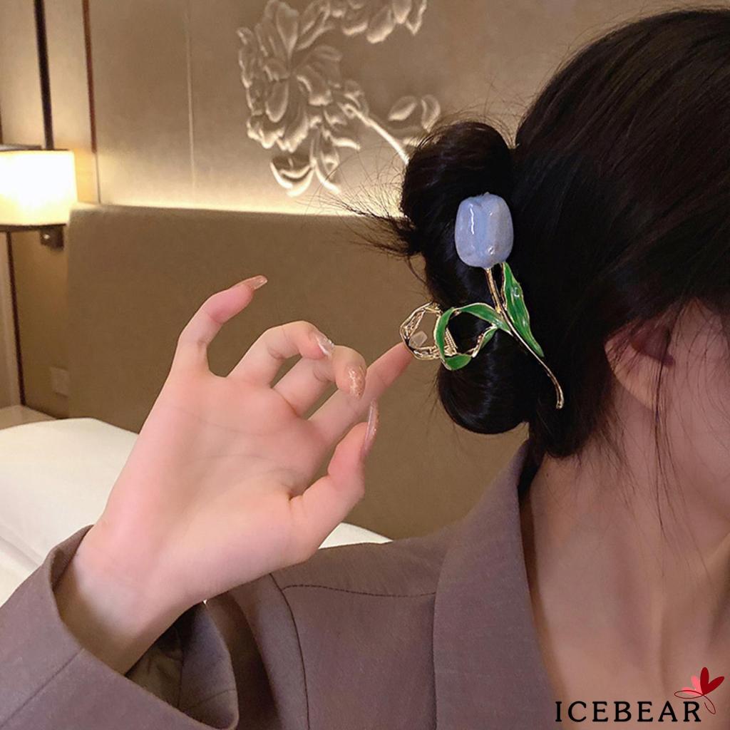 Kẹp Tóc Hình Hoa Tulip Bằng Kim Loại Dễ Thương Cho Nữ