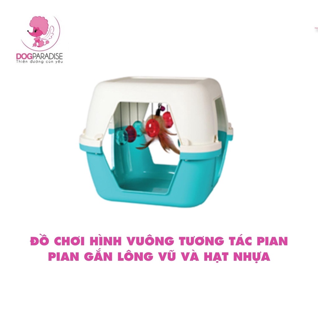 Đồ chơi hình vuông tương tác Pian Pian gắn lông vũ và hạt nhựa 35.9x33.9x30cm - Dog Paradise