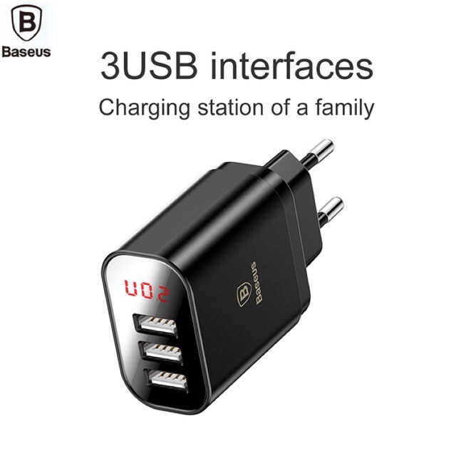 Củ sạc nhanh 3 cổng USB cao cấp nhãn hiệu Baseus CCALL-BH01, dòng 3.4A Fast Charging - Hàng chính hãng