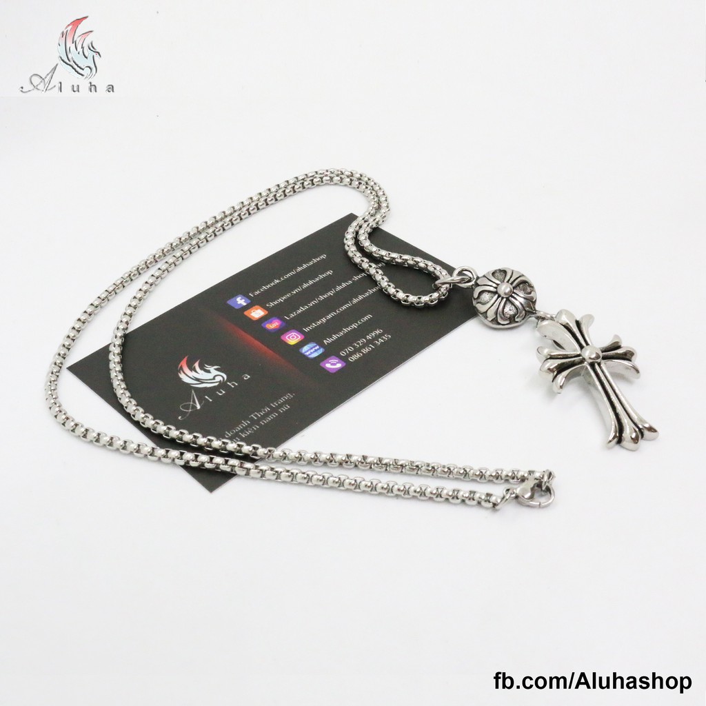 Dây chuyền Titan Chrome Heart kiểu dáng Basic hoa Iris - NL132 - Aluha