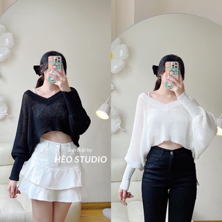 Áo Len Croptop Tay Dài Hèo Studio (Ảnh Thật)