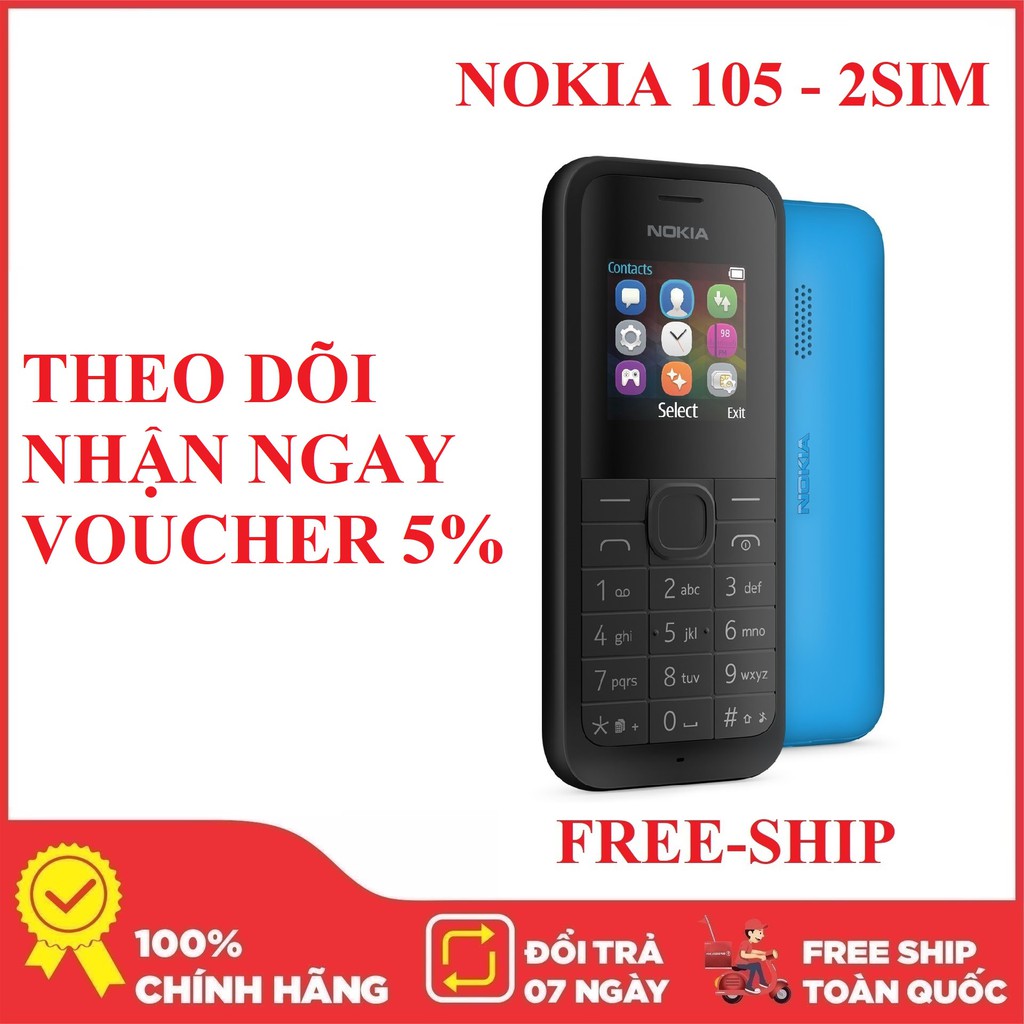 Điện thoại Nokia 105 siêu rẻ - 1 Sim và 2 Sim - Pin sạc đủ - Hàng công ty | BigBuy360 - bigbuy360.vn
