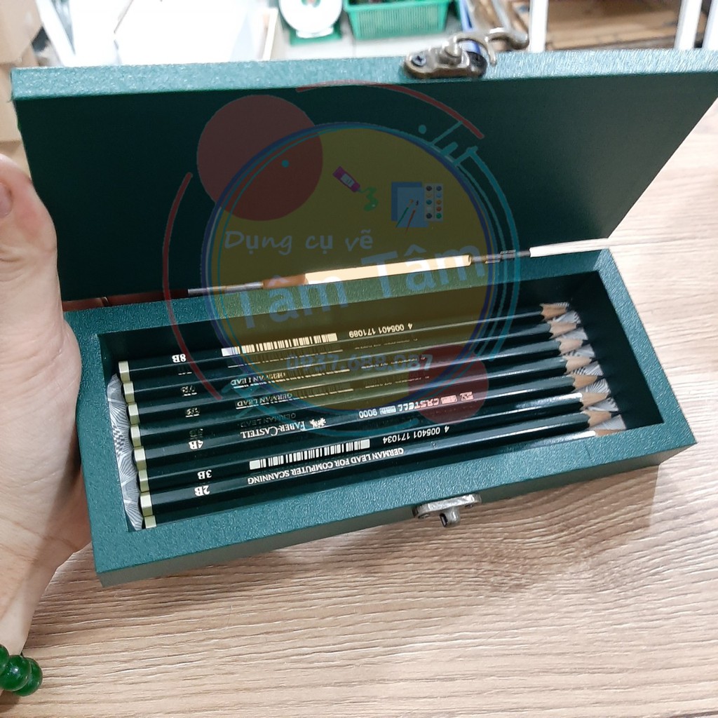 [ TÂM TÂM ]-Bộ bút chì phác thảo Faber Castell 9000 kèm hộp đựng (HB,2B,3B,4B,5B,6B,7B,8B)-