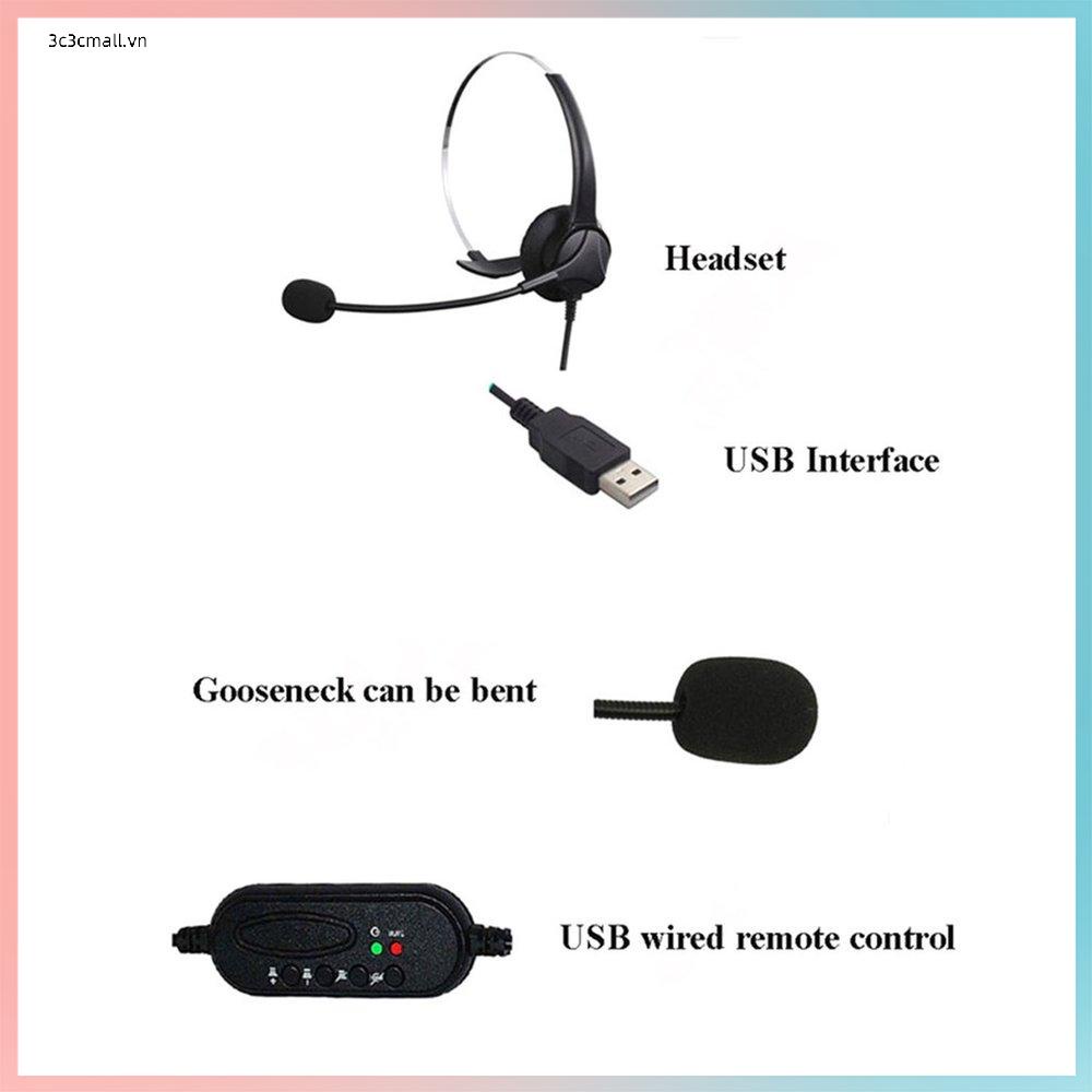 USB Headset with Microphone Rotatable Adjustable Noise Canceling Earphone Call Center Headset Earphone for PC Laptop