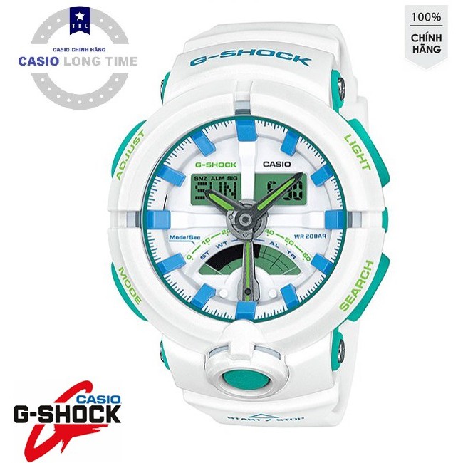 Đồng hồ nam Casio G-Shock GA-500WG-7A Dây nhựa trắng - Mặt điện tử kim số tiêu chuẩn
