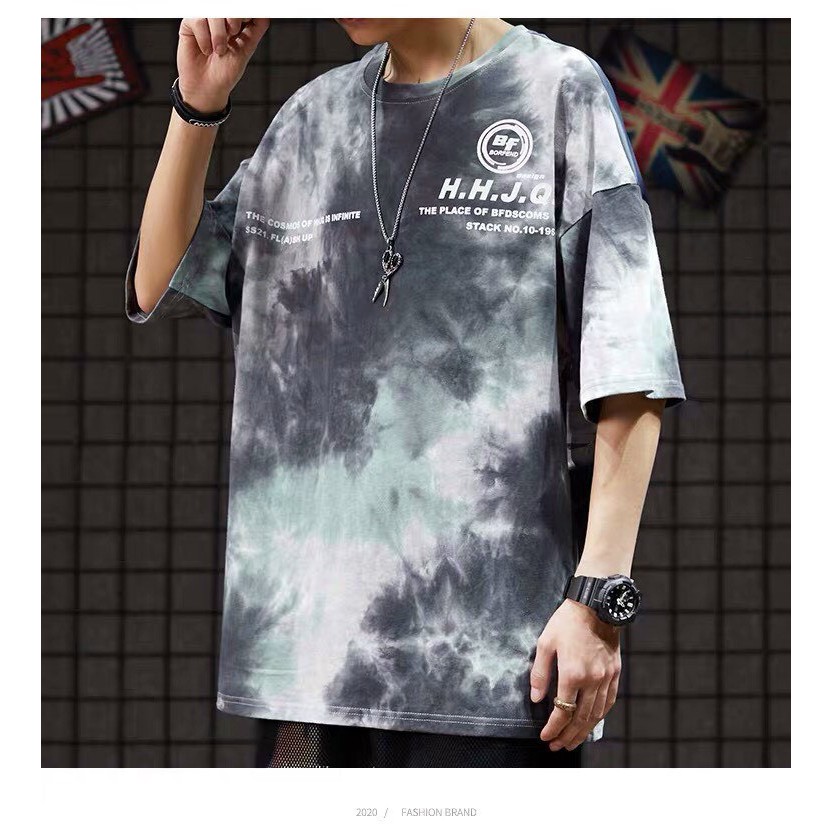 Áo thun nam nữ unisex loang màu HHJQ tay lở form rộng | BigBuy360 - bigbuy360.vn