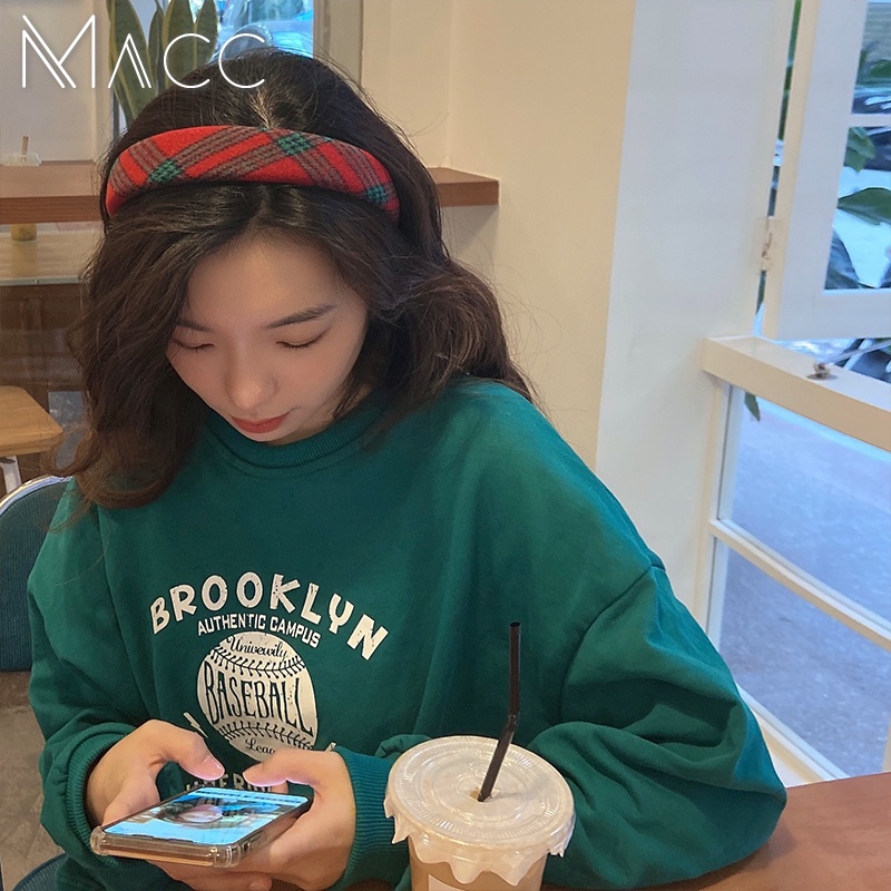 Băng Đô Cài Tóc Vải Nhung Kẻ Sọc Caro Nhiều Màu Dễ Thương Phong Cách Hàn Quốc