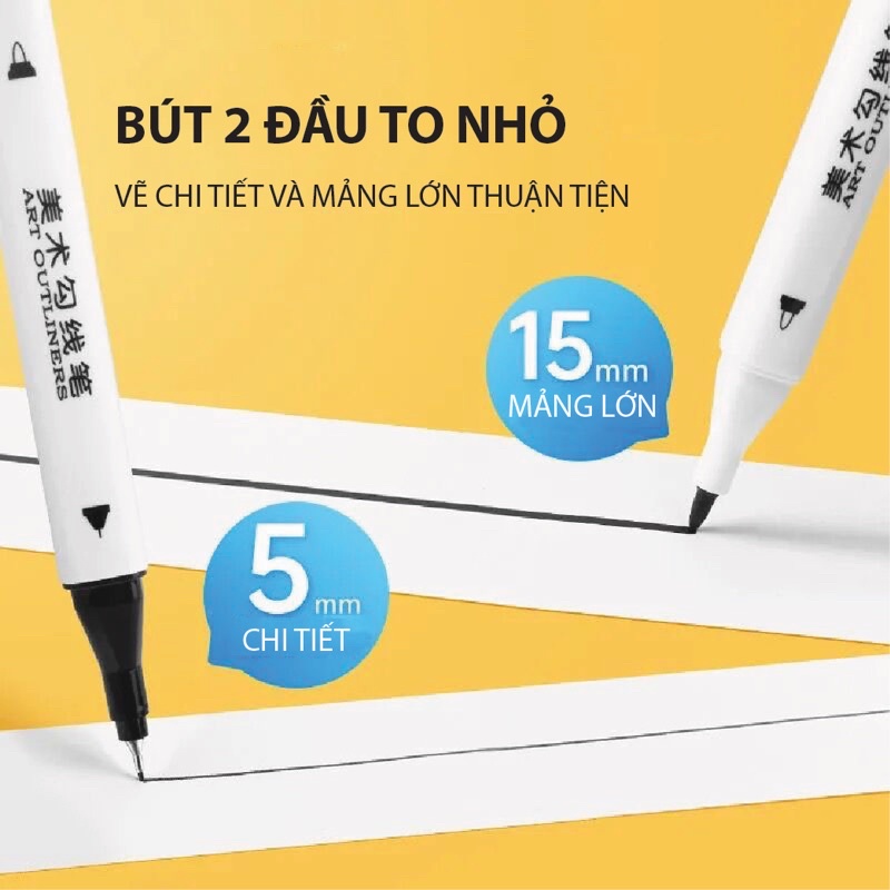 [Mã LIFE20KALL giảm 10% đơn 50K] [ DaVinci ] Bút 2 đầu maoke marker viền nét