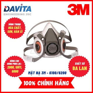 Mặt nạ phòng độc 3M 6100 bảo vệ hô hấp, size nhỏ, loại 2 phin lọc nhưng chưa gồm phin lọc