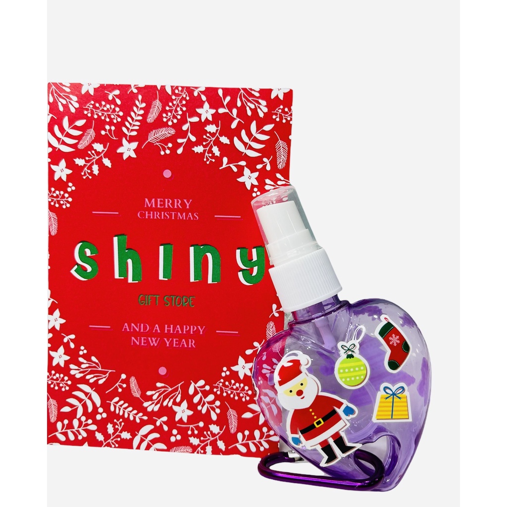 Bình xịt trái tim 50ml kèm sticker noel và móc treo tiện dụng