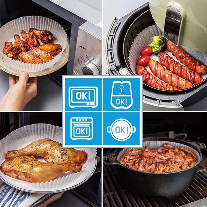 Set 100 Giấy Lót Nồi Chiên Không Dầu Dùng Một Lần Chống Dầu
