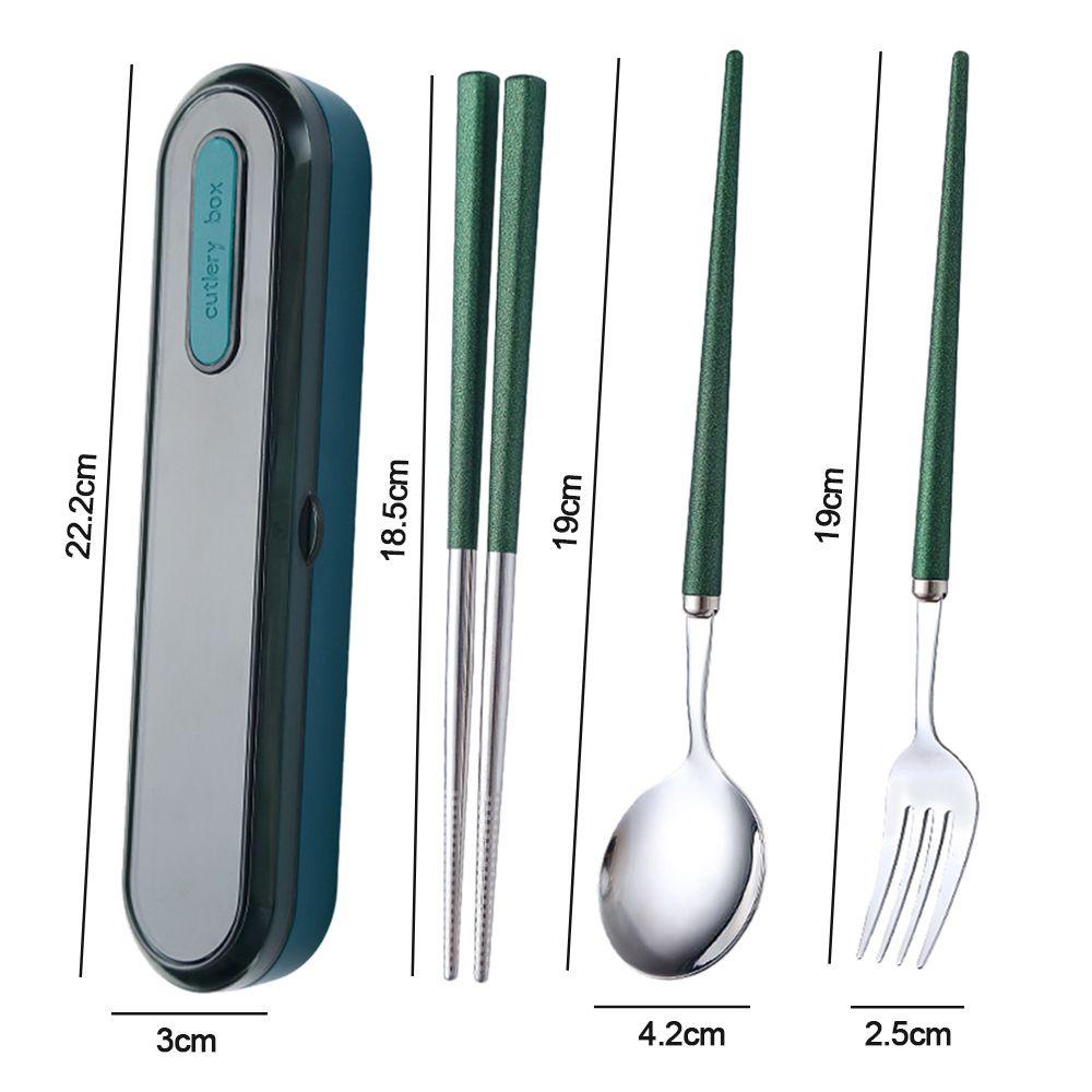 LONTIME Bộ 3 Món Đũa / Muỗng / Nĩa Có Thể Tái Sử Dụng Kèm Hộp Đựng Tiện Lợi