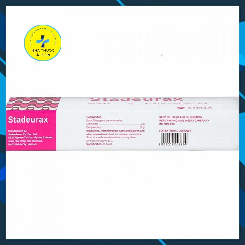 STADEURAX 10% TUÝP 20G Kem bôi ngoài da thoa ghẻ, ngứa