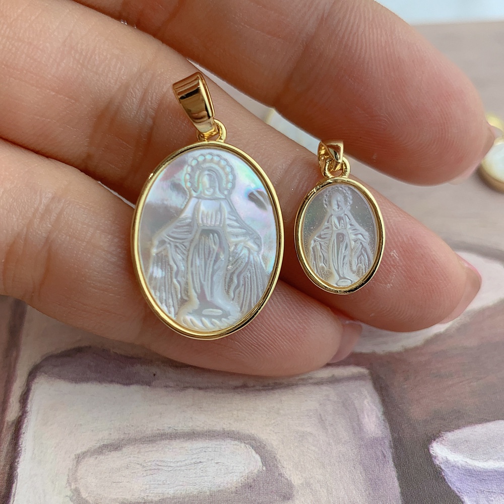 Mặt Vòng cổ Bằng Đá Fritillary Virgin Mary Phong Cách Âu Mỹ Tự Nhiên