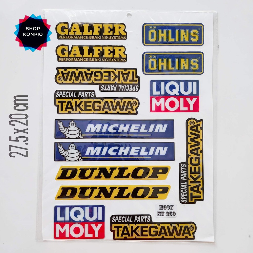 Bộ Tem Sticker Michelin Liqui Takegawa Dập Nổi Cao Cấp Dán Xe Máy, Ô Tô, Mũ Bảo Hiểm, Chống Thấm Nước, Chống Bay Màu
