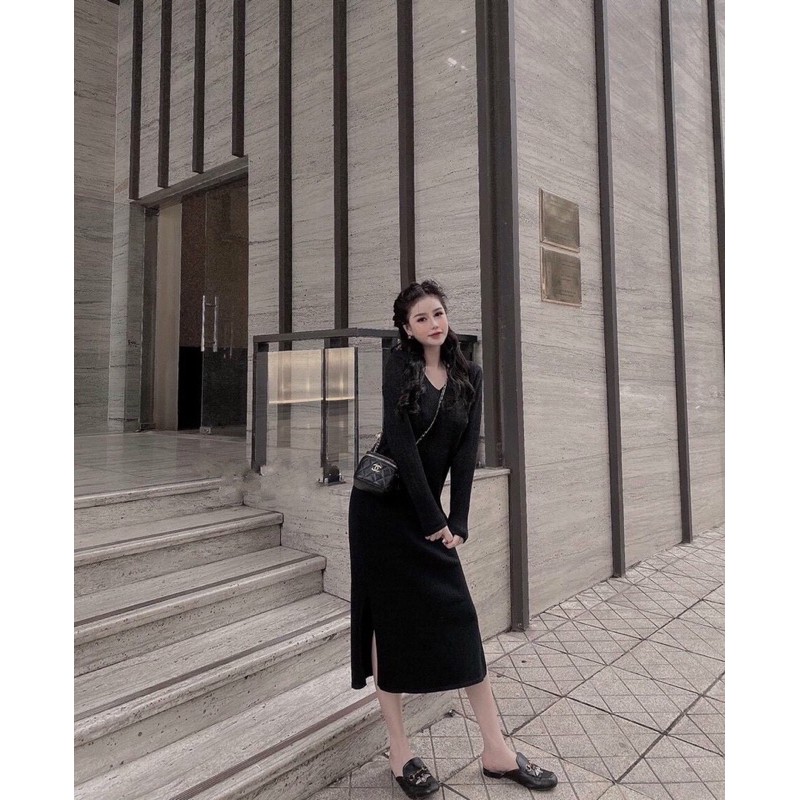 Váy len tăm cổ tim suông | BigBuy360 - bigbuy360.vn