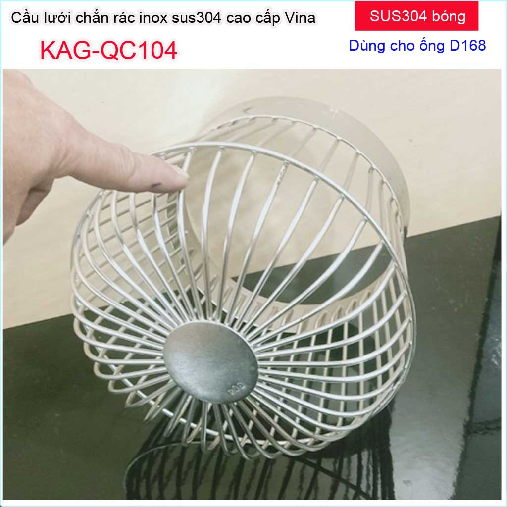 Cầu lưới Inox 304 dày chắn rác sân thượng KAG-QC104, cầu chặn rác thoát nước mưa D168-180 thoát nhanh chống tốt