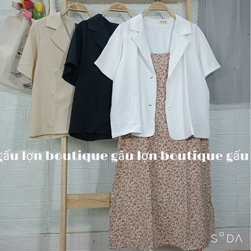 áo blazer ngắn tay trơn basic ảnh thật