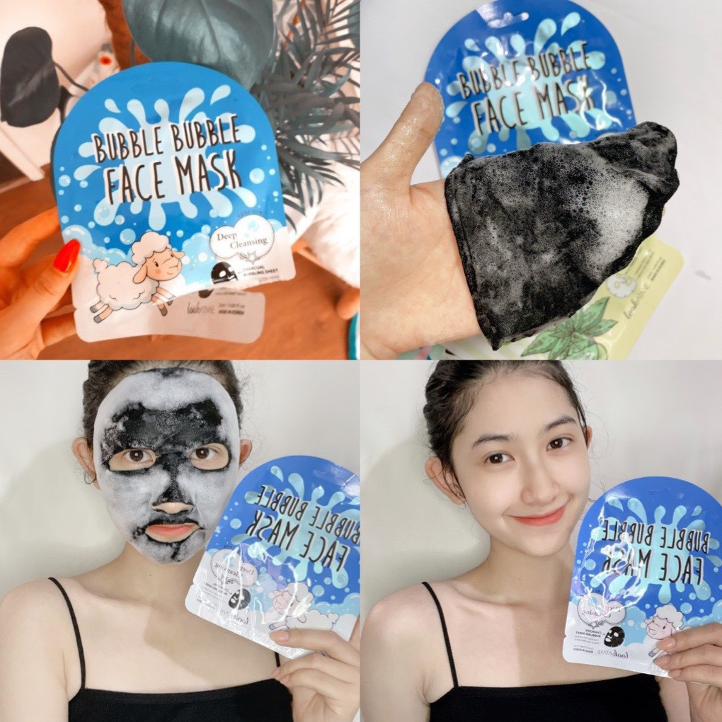 HỘP 10 MIẾNG MẶT NẠ SỦI BỌT THẢI ĐỘC HÀN QUỐC LOOKATME BUBBLE BUBBLE FACE MASK 25ML/MIẾNG