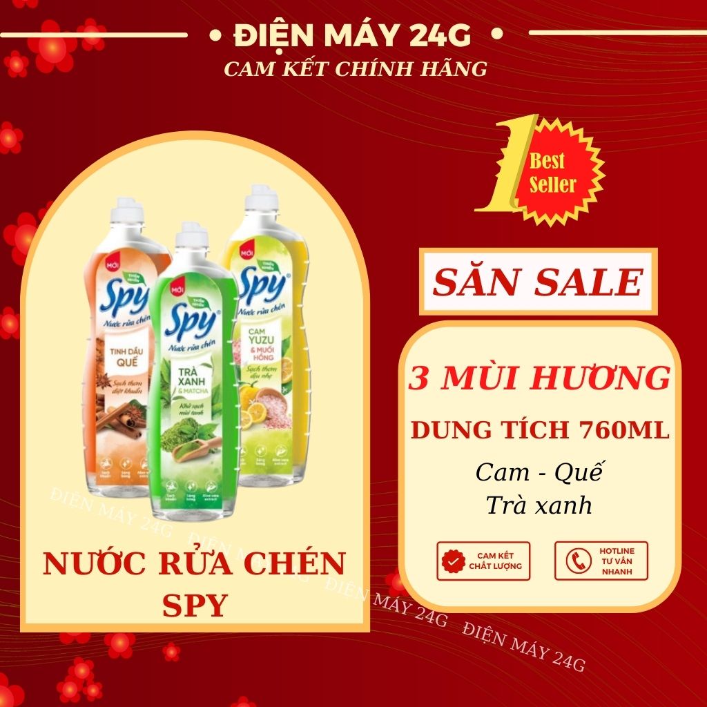 Nước rửa chén SPY 760ml nước rửa chén 3 mùi hương cam trà quế thành phần từ thiên nhiên an toàn tuyệt đối với sức khỏe